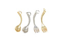 18k Gold or Silver Cutlery, Cutesy Forks or Spoons, Silver Spoon, Dainty Minimalist Charms, Great for Layering, CPG/S1370-71