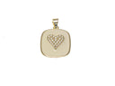 18k Gold Rectangle Dog Tag, CZ Heart Charm, Dog Tag CZ Heart Charm For Jewelry Making, Pave Heart Dog Tag Charm, CPG2341