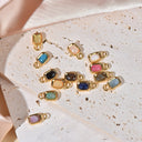 Natural Stone Rectangle Charms,12 Different Natural Stone Charms, Bezel Charms, Dainty Color Stone Charm, SC-72