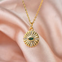 Marquise Disc Charm, Gold Micro Pave CZ Charm,Dainty Evil Eye Pave Gold Charm,CPG122