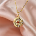 Marquise Disc Charm, Gold Micro Pave CZ Charm,Dainty Evil Eye Pave Gold Charm,CPG122