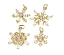 18k Gold Snow Flake cz embellished Pendant, 4 Variations, Sparkly and Festive Ornament, Snowflake Pendant,CPG2298-CPG3001