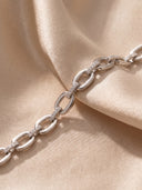 Oval Link CZ Bracelet with Adjustable Length, BRG-BRS073