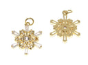 18k Gold Snow Flake cz embellished Pendant, 4 Variations, Sparkly and Festive Ornament, Snowflake Pendant,CPG2298-CPG3001