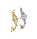 Gold Or Silver Pave Whale Charm,Whale Charm For Necklace Or Earrings,Gold Sealife Lovers Charm,Nautical Charm,CPG-CPS1009