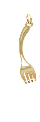 18k Gold or Silver Cutlery, Cutesy Forks or Spoons, Silver Spoon, Dainty Minimalist Charms, Great for Layering, CPG/S1370-71