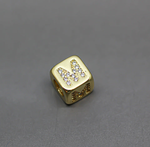 HOT SELLER Gold Alphabet Cubes, Gold Letter Cubes, M-R Letters, 9x9mm, 1pc, 5 pcs, 10 pcs, Wholesale