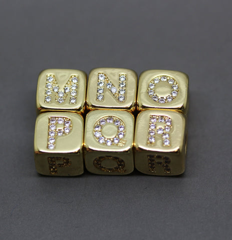HOT SELLER Gold Alphabet Cubes, Gold Letter Cubes, M-R Letters, 9x9mm, 1pc, 5 pcs, 10 pcs, Wholesale
