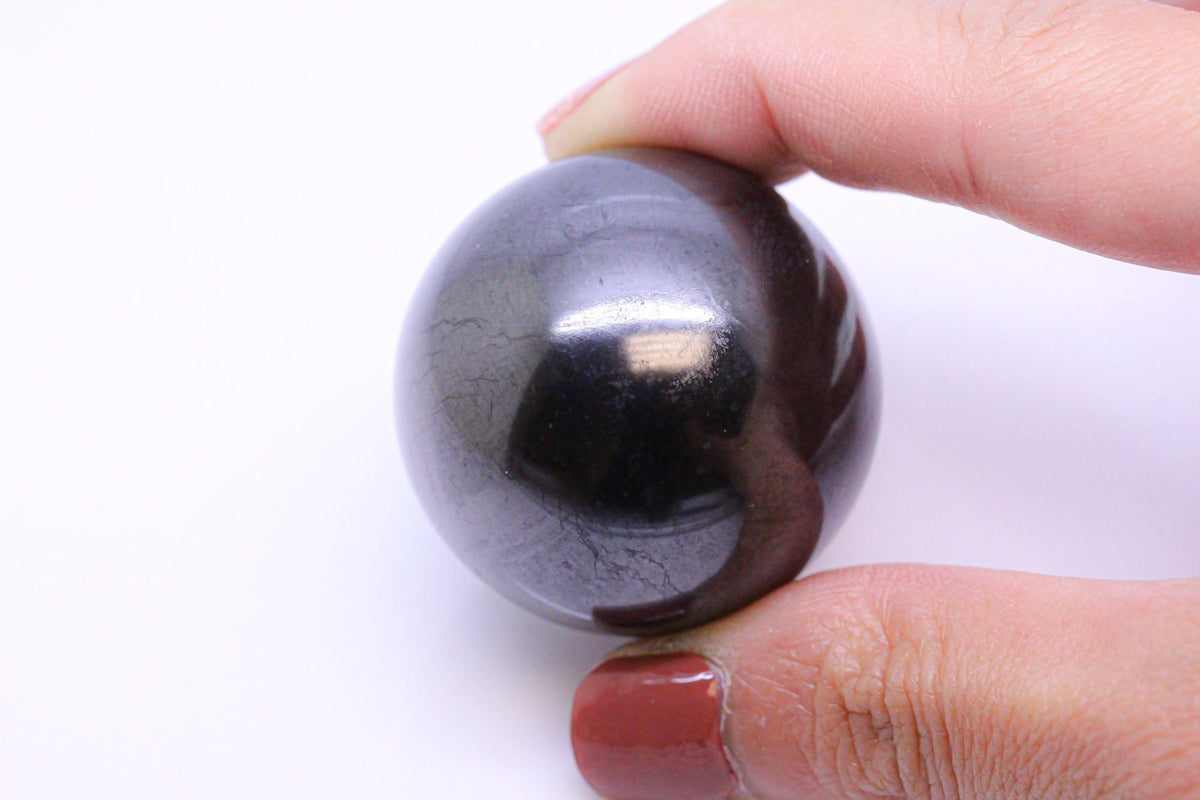 Natural 3.5cm Shungite Sphere, EMF Protection, Meditation, Protection, Healing stone, Home Decor, Detox, Purification