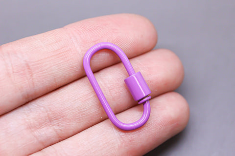 LiLac Purple Large U Shape Screw Clasp, 25x14mm, Painted Carabiner Clasp, Painted Lacquer Clasp, Oval Screw Clasp, 1 pc or 10 pcs, WHOLESALE
