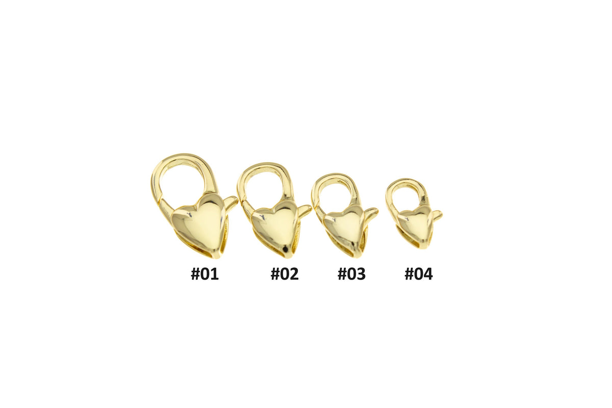 Heart Shape Gold Lobster Clasp,Lobster Clasp Heart Design,Gold Filled Lobster Heart clasp.