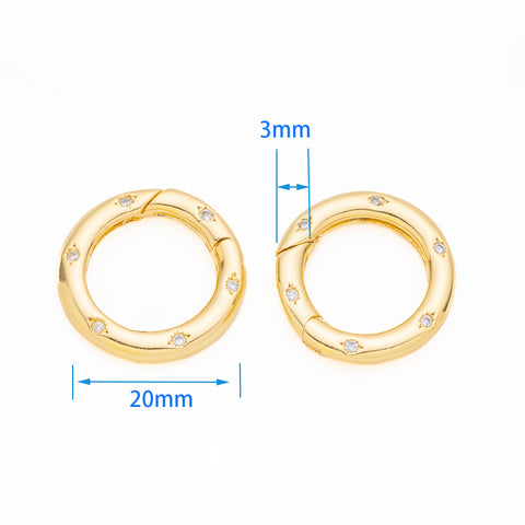 CZ Spring Gate Clasp, CZ Snap Close Clasp, 20mm, Double Sided Cz Clasp, Snap Ring Circle for Charms, Charm Holder for Jewelry, CLG307