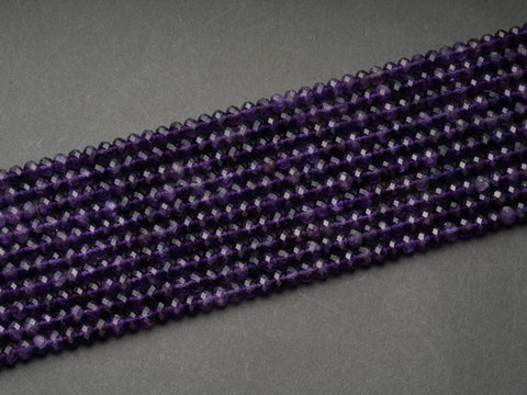 Natural Deep Purple Amethyst 6mm x 4mm Round Beads High Quality AA Grade 15.5" Strand, Natural Beads or Spacers, Jewelry Supplies, MR100