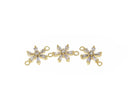 Flower CZ Connector Charm, Dainty Flower Connector Bracelet Charm, Gold Flower CZ Connector ,CNG061