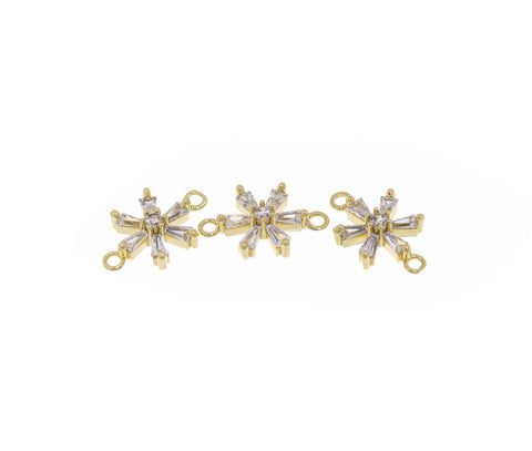 Flower CZ Connector Charm, Dainty Flower Connector Bracelet Charm, Gold Flower CZ Connector ,CNG061