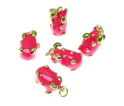 Fun Dragon fruit Charm, Enamel Dragonfruit, Super Cute Fruit Charm, Pitaya, Vegan, Farmers Market, Summer Fruit Charm for Jewelry, CPG1743