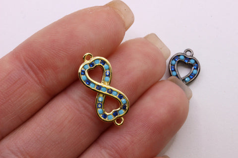 Candy Cane love infinity connector, CZ Connector, Infinity Connector, pave connector, CNG602, CNS602, CNR602, CNB602