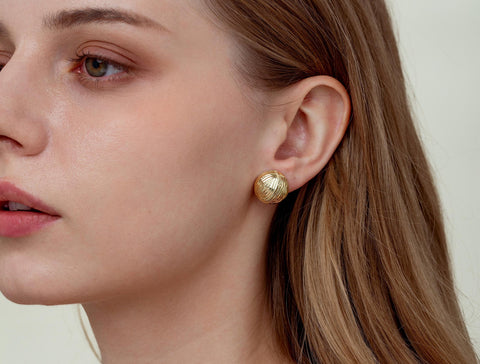 18k Gold Round Earrings, Gold Jewelry, Gifts for Her, Statement Earrings, Lightweight Earrings, Gifts for Her Bridal jewelry, ERG428