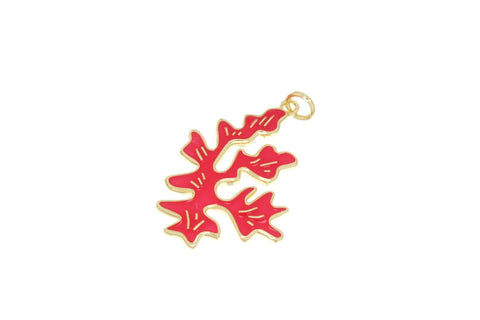 18k Gold Small Branch Ocean Coral Charm, Hot Pink Coral Branch Charm For Necklace And Earrings, Marine Lovers, Ocean Lover, CPG2556