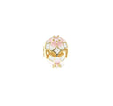 18k Gold and Pink Delicate Flower Spacer Bead With CZ, Spacer Bead For Bracelet Or Necklace, Pave Bead Spacer For Jewelry, SPG103