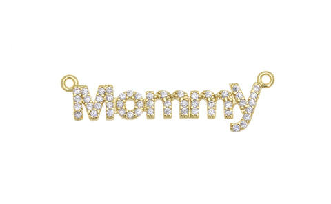 Mommy Monogram Connector Charm For Necklace,Monogram Mommy Word Connector Charm,Gold Mommy Necklace Charm,CNG047
