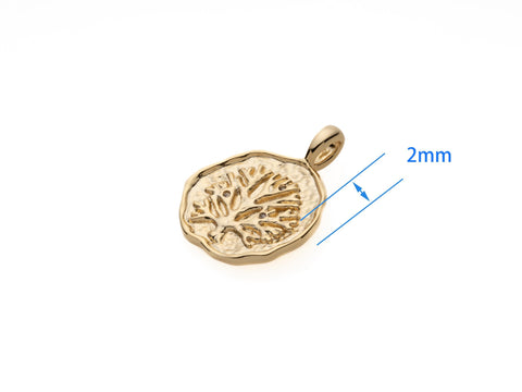 Gold Tree Of life Cz Medallion Pendant, Family Tree Pendant, Family Symbol, Tree of Life Slide through chain, CPG2097
