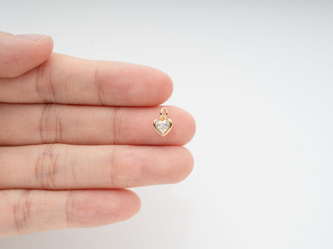 Gold Small Dainty CZ Heart Charm, cz heart trinket, Minimalist Heart, CZ Heart jewelry, little cz heart charm, 6mm, CPG1025