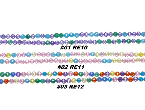 4mm  Faceted Round AAA Zircon Beads,Zircon Faceted Round Beads,3 Different Combinations Of Colorful Sparkly Round Beads.RE10-11-12