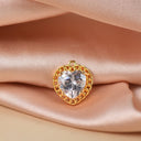 Gold Heart Dainty  Charm With Heart Cut CZ Used For Making Necklace Or Earring,CPG212