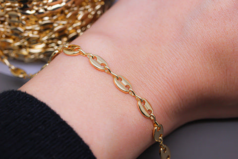 Gold or Silver Button Chain, Infinity link Chain, Button Oval Link Chain, 7x5.5mm, 1 ft, 10 feet or 60 ft spool, WHOLESALE,CHG043-CHS043