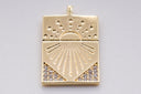 Gold cz sunray rectangle tag, 19x13mm, sunray pendant, Sun Pendant, cz sun pendant, Celestial Jewelry,CPG375-CPS375