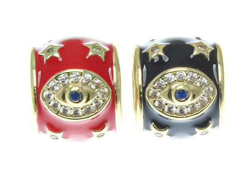 18K Gold Red or Black Evil Eye Spacer Bead With CZ, Spiritual Protection, Spacer Bead For Bracelet Or Necklace, Evil eye, SPG114