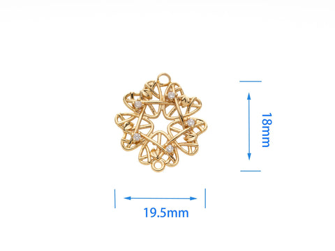 Gold orSilver Ring of Hearts Connector Charm, CZ set Circle of hearts, Flower of hearts connector, CNG108, CNS108