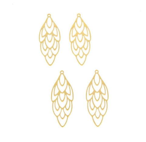Water Proof, Tarnish Proof Gold Feather Charm, Boho Chic, Perfect for Necklace and layering, Great for Earrings SSPG016