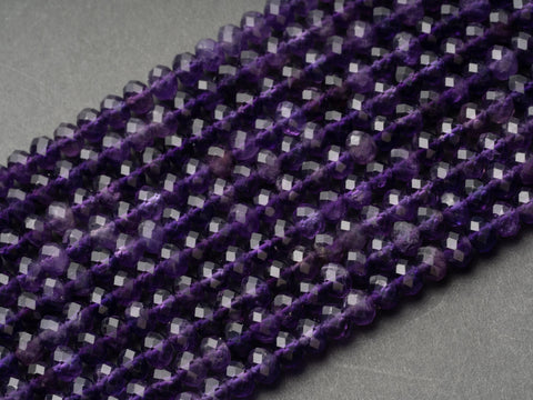 Natural Deep Purple Amethyst 6mm x 4mm Round Beads High Quality AA Grade 15.5" Strand, Natural Beads or Spacers, Jewelry Supplies, MR100
