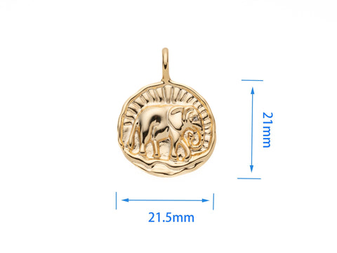 Elephant Necklace - 18k Gold Plated, Pendant Jewelry, Gift Ideas, loyalty, power, wisdom, and fertility, gold medallion jewelry, CPG2111