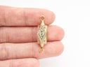 Gold Multi Side Drum Connector, Pave cz Amulet Connector, Amulet Love Connector, Ideal for Pendant Layering, Multi Surface, 23x10mm, CNG025