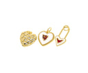 Timeless Dainty Heart Charms,Pave CZ Gold Heart Charms For Jewelry Making,Enamel And CZ Heart Charms,CPG1338-CPG2186-CPG2195