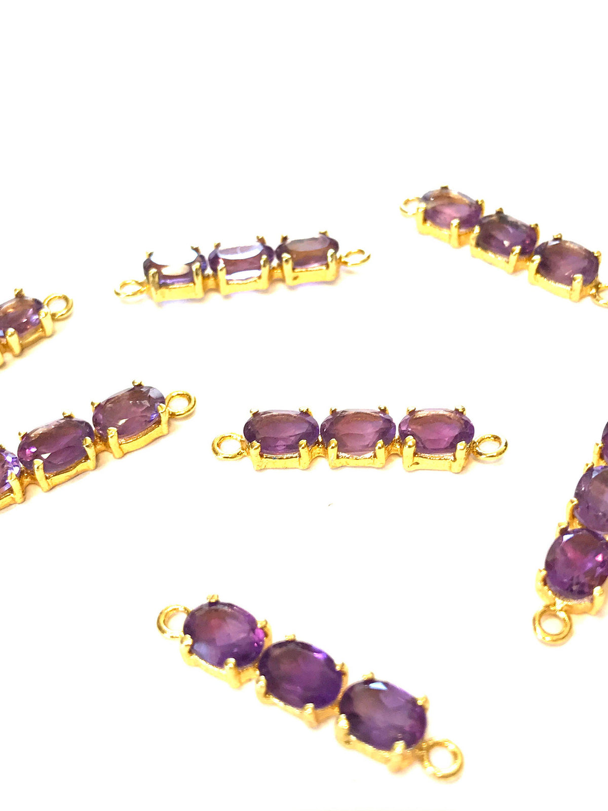 Natural faceted amethyst oval link