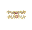 MAMA Heart Charm Connector For Bracelet,Gold Mama Word Monogram Connector Charm,Mother’s Day Gift,Mama Heart Pave CZ Monogram,CNG043