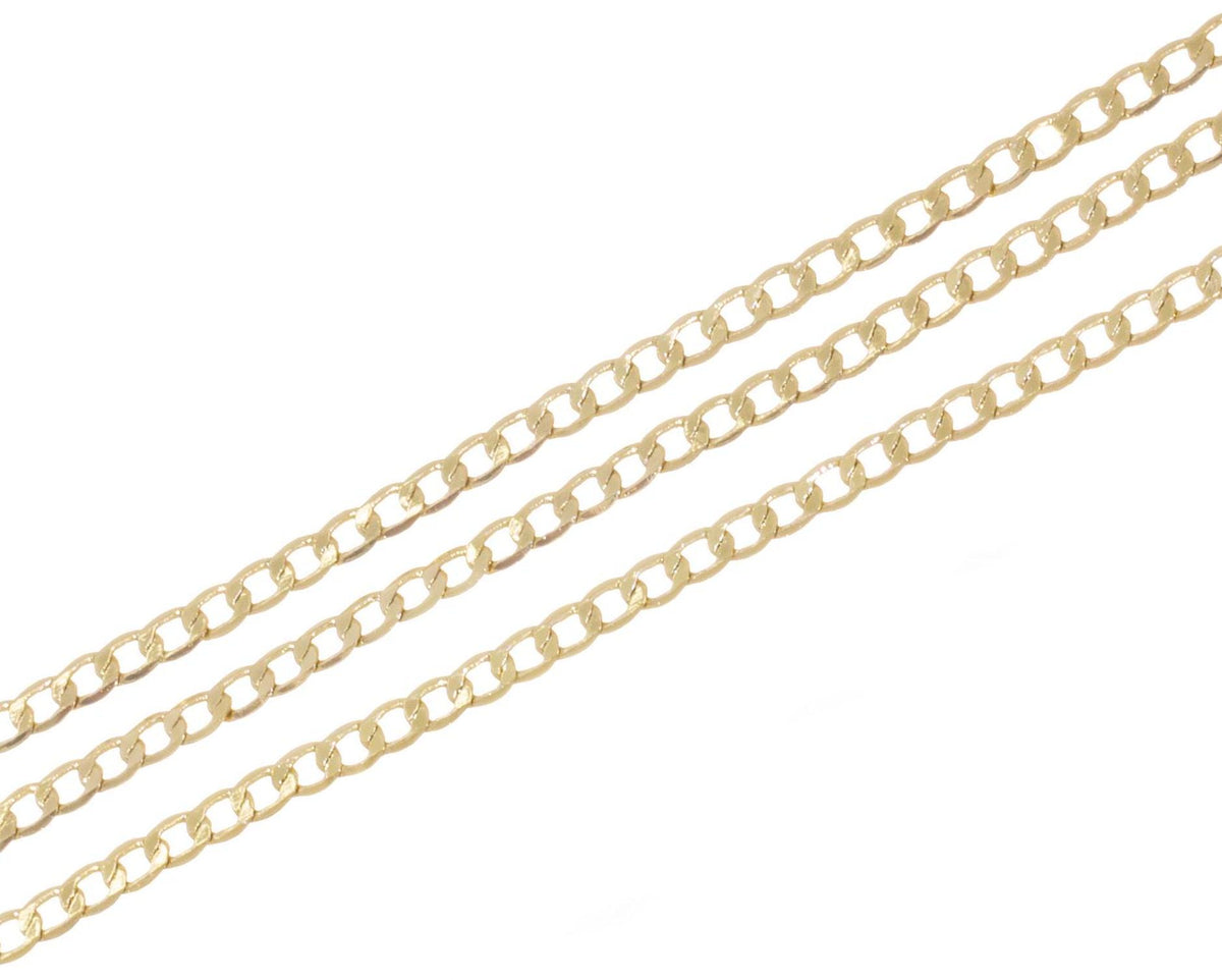 Gold 2.5mm Curb Cuban Chain,Dainty Curb Chain For Jewelry Making,Cuban Curb Chain For Necklace And Bracelet,CHG0086
