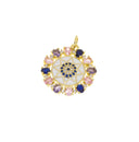 Gold Evil Eye Star Flower Pendant,Circle Evil Eye Amulet Star CZ Charm,Gold Star Multi Color Stone Charm,Jewelry Making Supply,CPG759