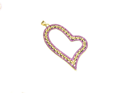 Large Pave 18k Gold Heart Charm, CZ Heart Charm, Cut Out  Heart Charm For Jewelry,Gold Heart Charm For Necklace, 4 Diff colors CPG2504