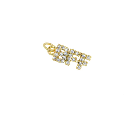 BFF Charm For Necklace,Gold BFF Charm,Monogram BFF Wording Charm,Dainty Gold Monogram Charm,CPG165