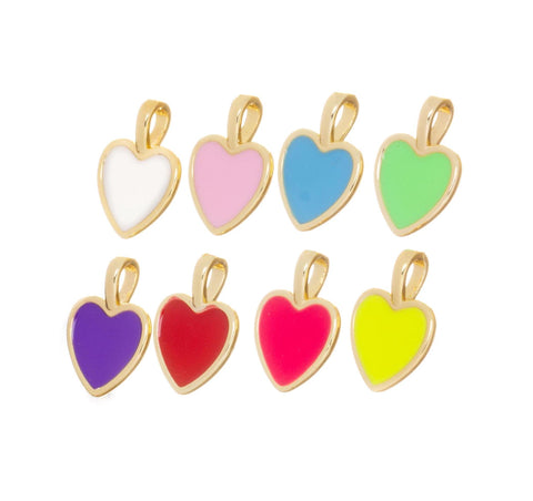 Dainty Gold Heart Charm,Shiny Small Enamel Heart Charm For Jewelry Making,Valentine's Day Heart Charm For A Friend,Gift For Mom,CPG818