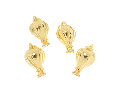 18k Gold Hot Air Balloon, CZ Detail, Hot Air Balloon Charm, Mini Hot Air Balloon Pendant, Love is in the Air Charm, CPG2524