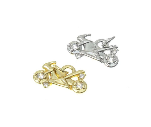 18k Gold or Silver Motorcycle Charm, Bike Charm, Motocross Charm, Racing Charm, Dirtbike Charm, For Necklace, Earrings, CPG14354