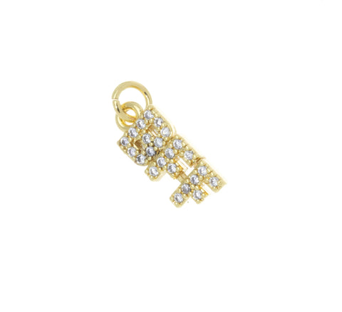BFF Charm For Necklace,Gold BFF Charm,Monogram BFF Wording Charm,Dainty Gold Monogram Charm,CPG165
