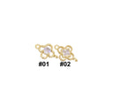 Gold 4 Leaf Flower Connector Charm,CZ Four Leaf Clover Connector Charm,Four Leaf Flower Connector For Bracelet And Earrings,CNG145-CNG146