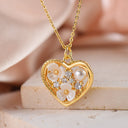 Micro Pave 14K Gold Over Brass Heart Charm, Pearl Charm, Mother Of Pearl Pendant, Flower Charm CPG219